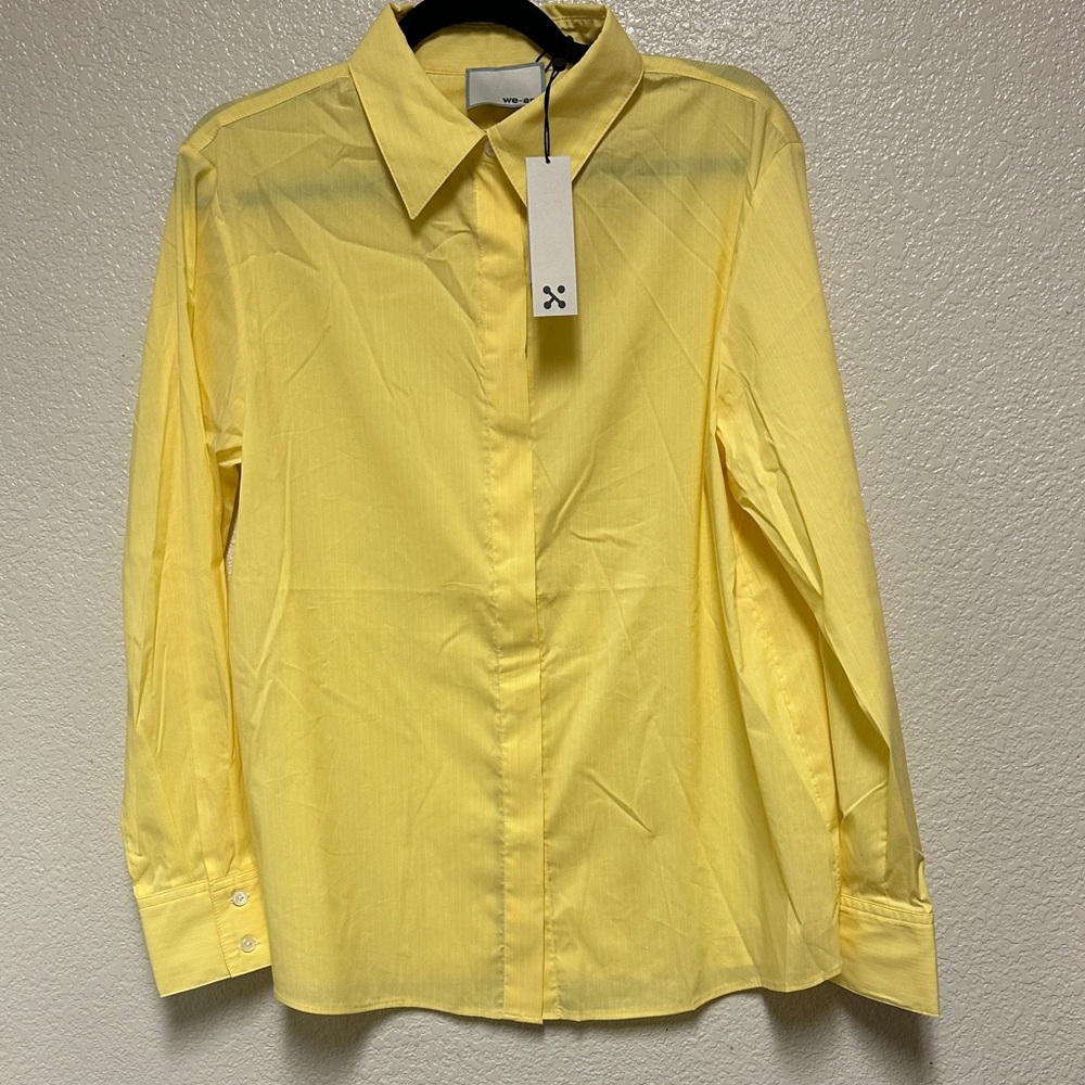 NWT We-Ar4 Yellow Striped Open Back Shirt - Size M MSRP $425